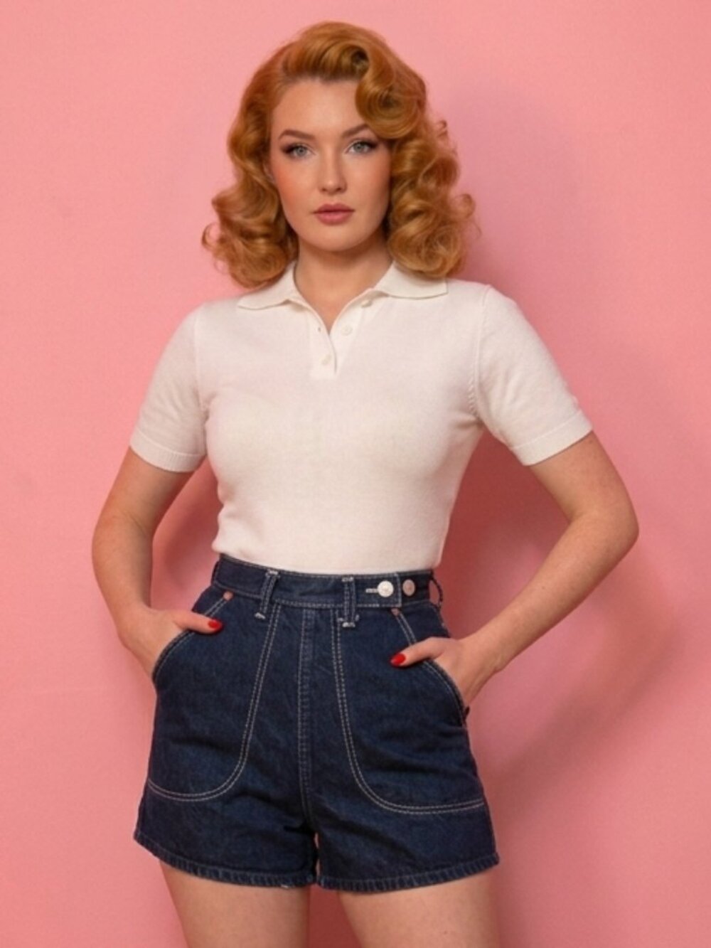 1950s Reproduction Freddies of Pinewood Jeanies Denim Shorts - 26